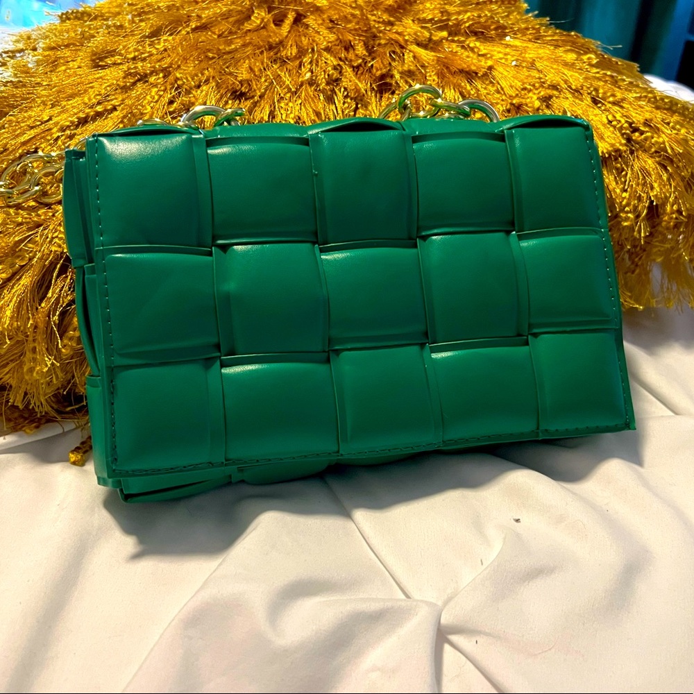 Green woven Crossbody bag